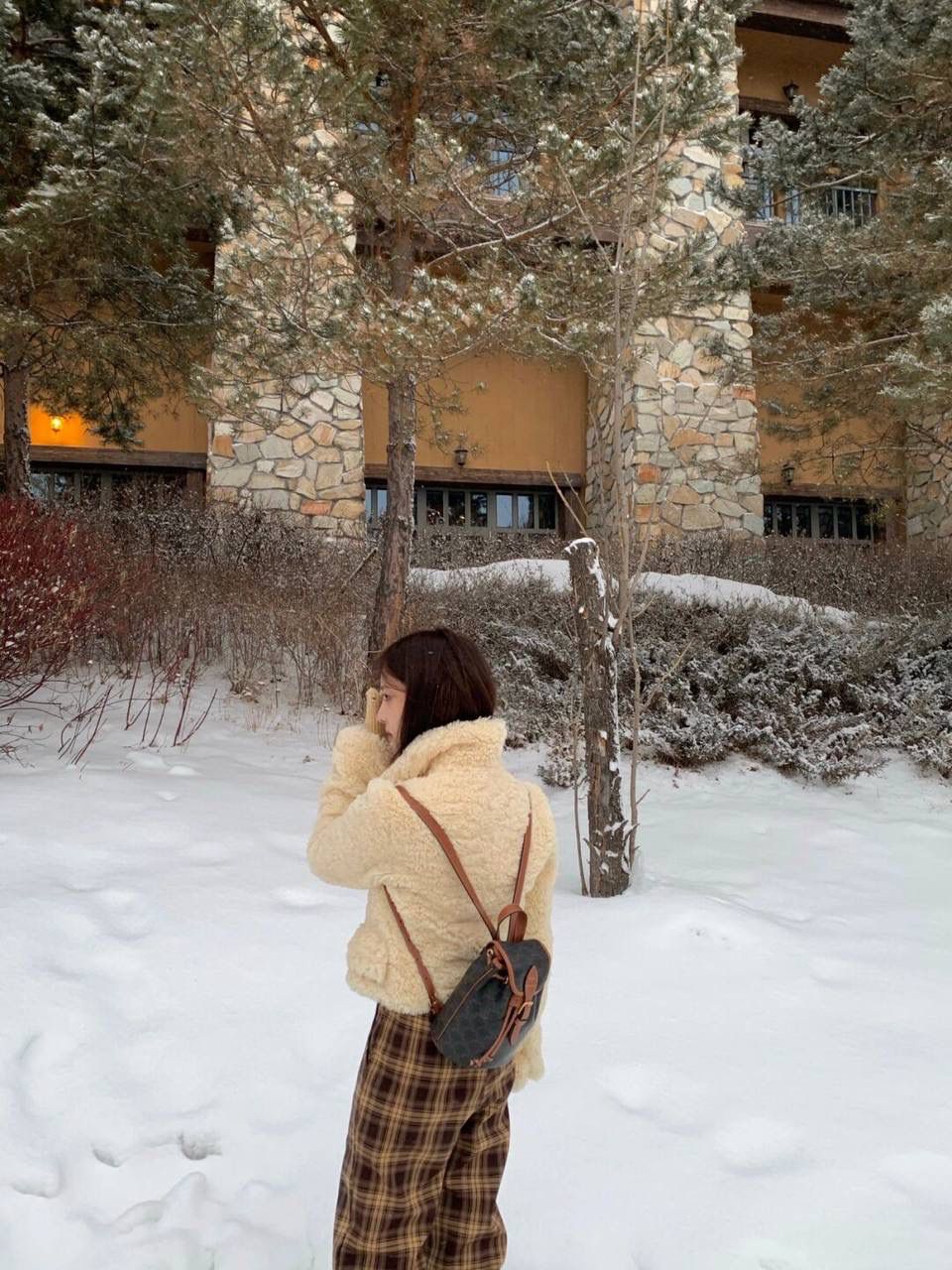 🔥大货实拍图 𝗖𝗘𝗟𝗜𝗡𝗘 ♥𝗧𝗥𝗜𝗢𝗠𝗣𝗛𝗘 𝗖𝗔𝗡𝗩𝗔𝗦 𝗙𝗢𝗟𝗖𝗢 型号：197662 尺寸：17*20*10cm 本命老花mini凯旋门背包🤎复古小巧，实用性设计🔥肩带长度可调节，单肩斜挎都很好看！