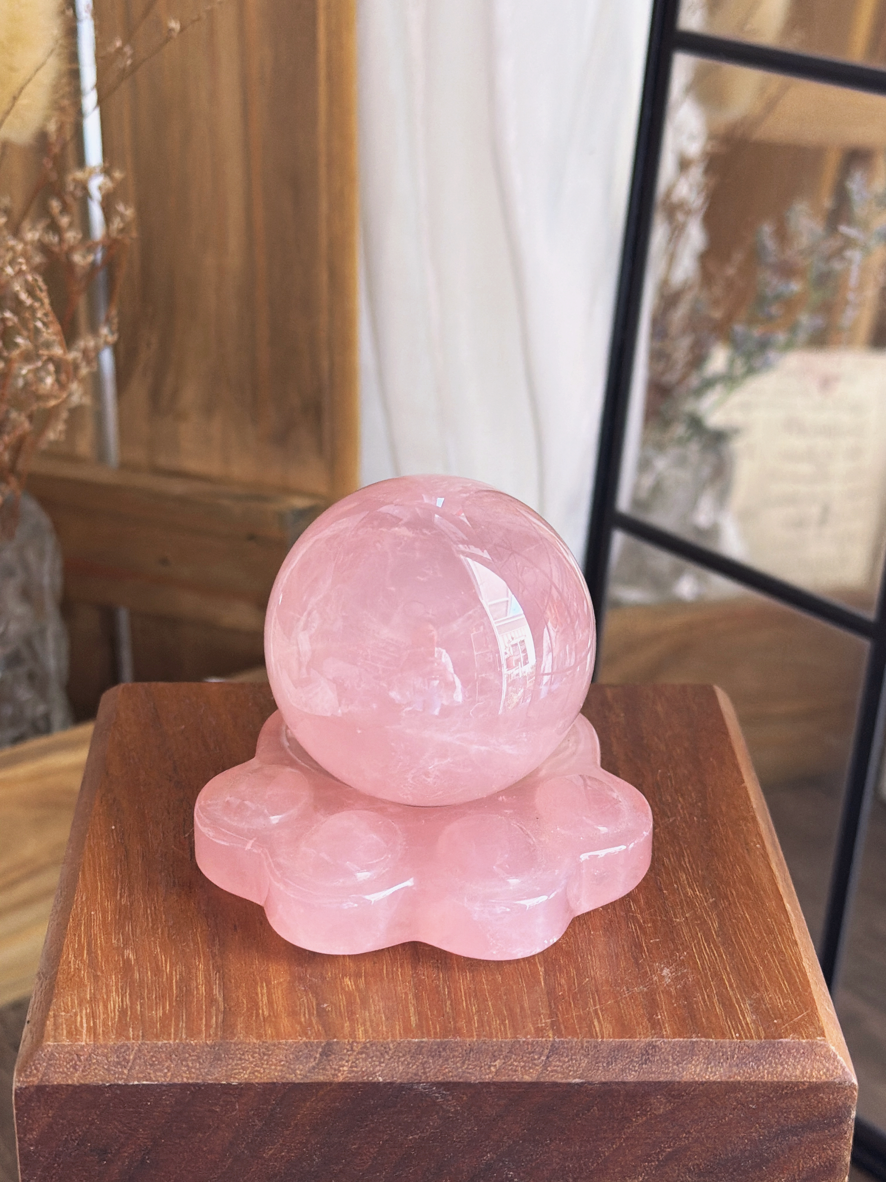 粉晶球+粉晶底座