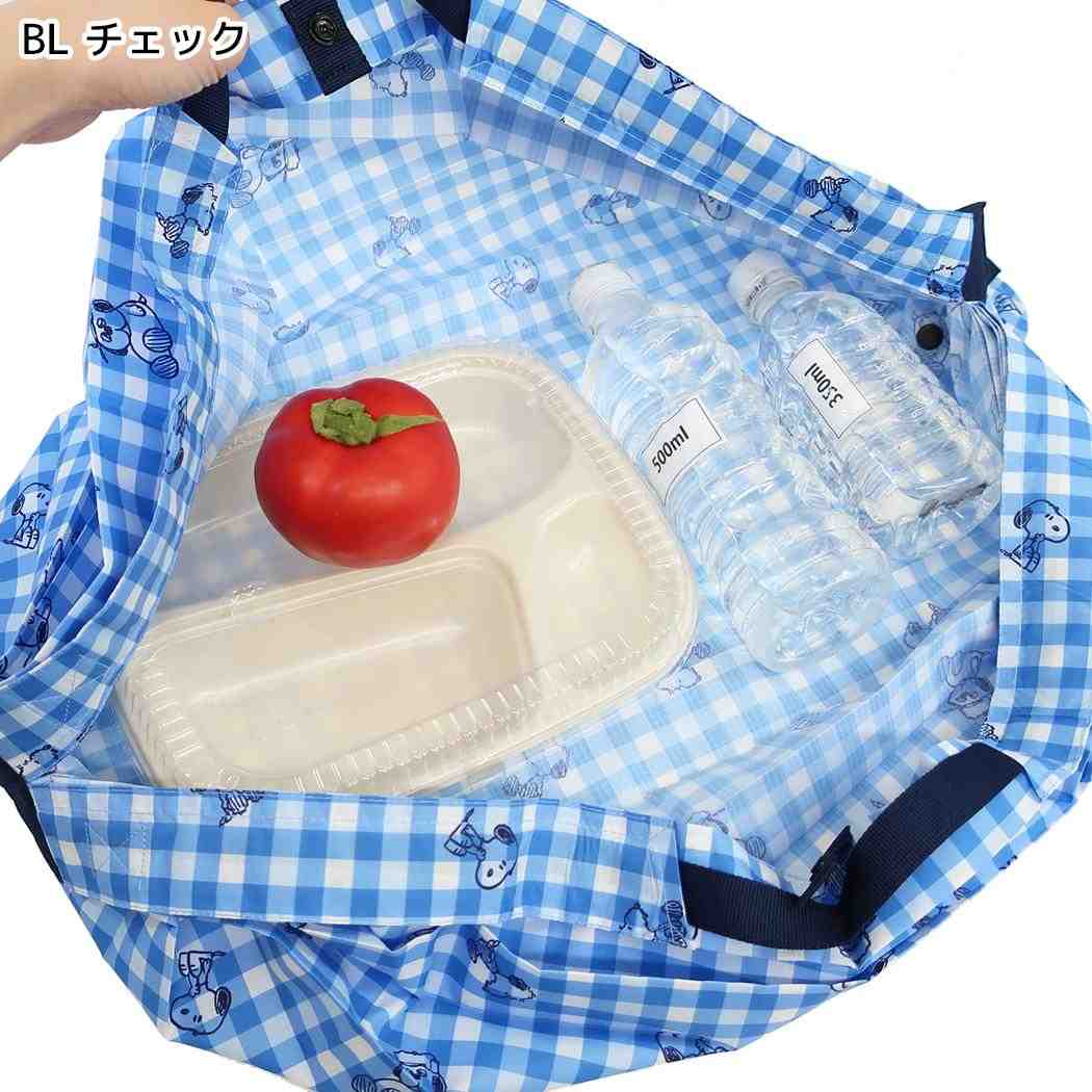 現貨｜Snoopy 日本 Shupatto Compact Bag 可摺 環保袋 M Size (藍色格仔圖案 SPZ-4366)