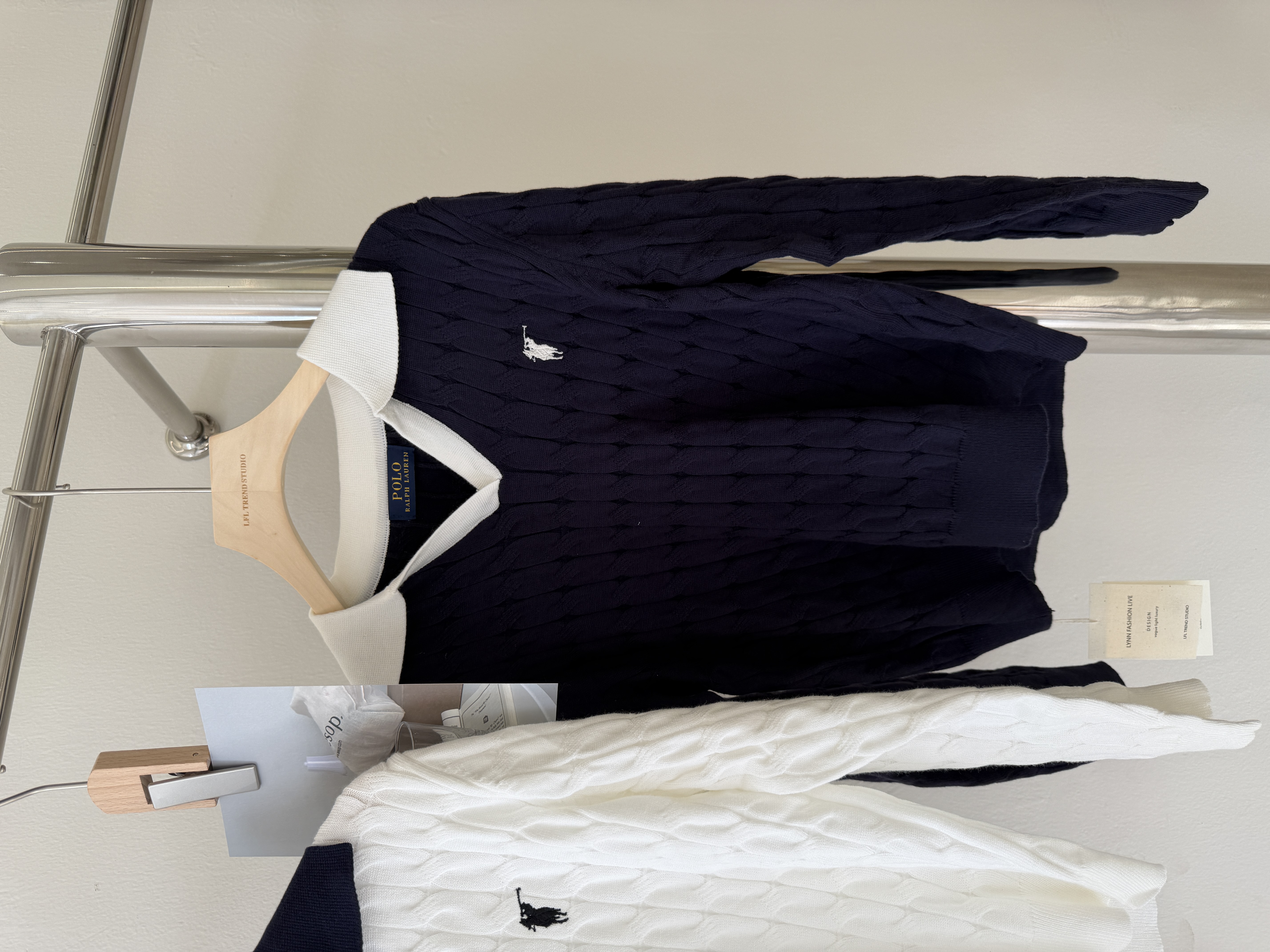 6544 韩系撞色麻花纹长袖