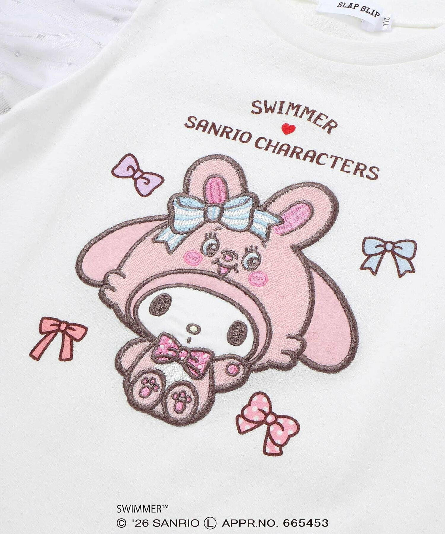🇯🇵預訂 日本直送🇯🇵Slap Slip x Swimmer x Sanrio系列三色人物刺繡貼花薄紗泡泡袖上衣