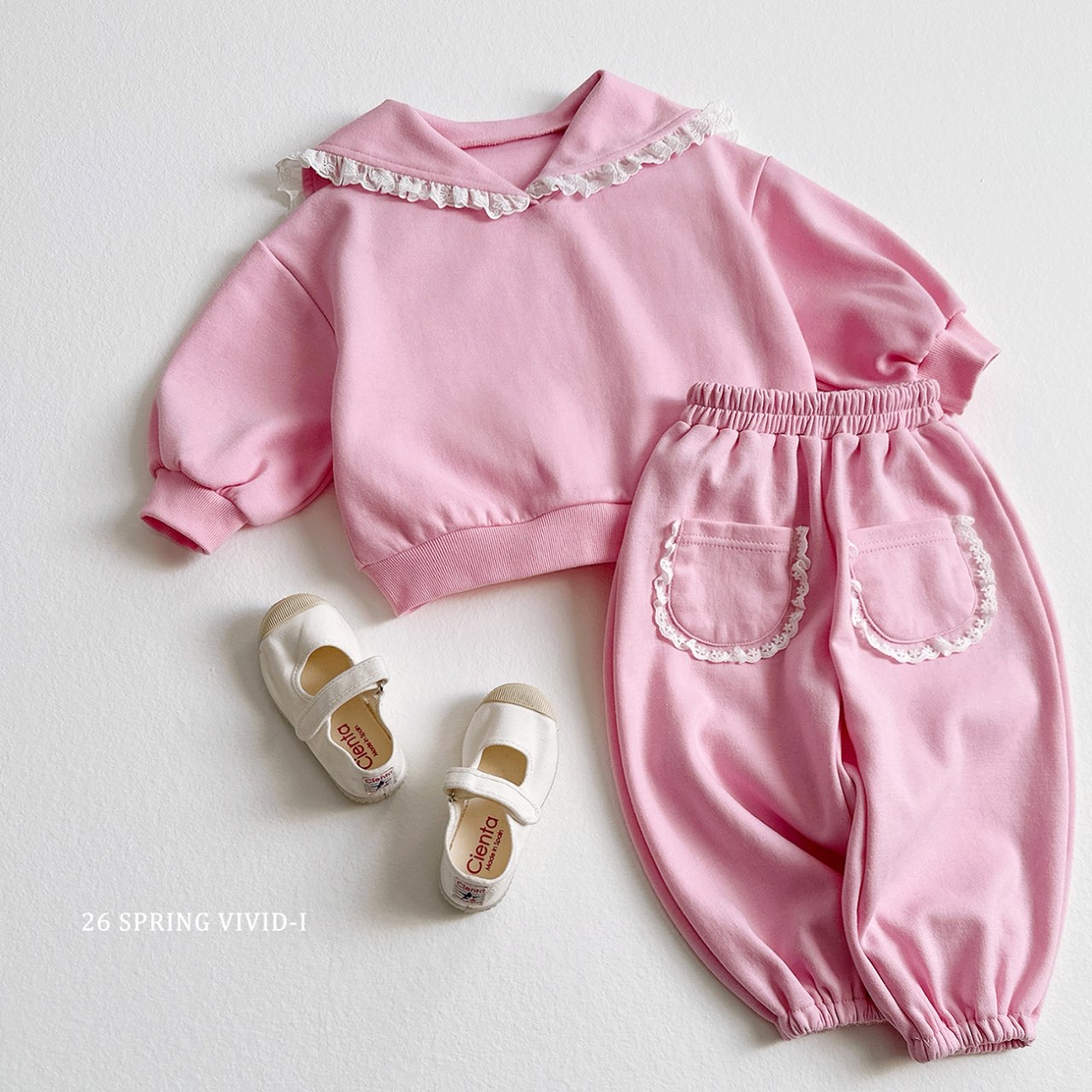 🌸預訂 韓國直送🌸🇰🇷VIVIDI兩色蕾絲口袋寬鬆束腳運動褲