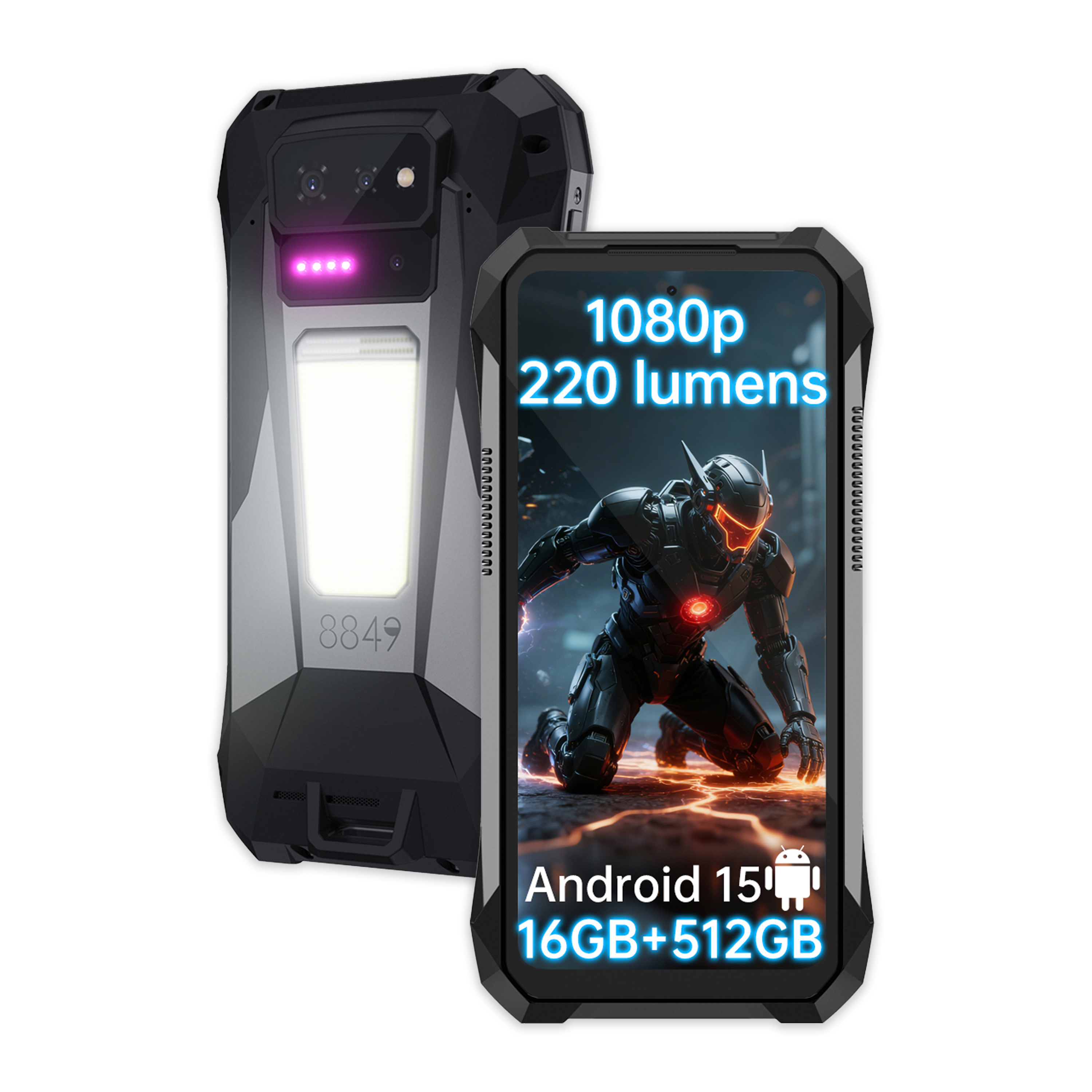 8849 / Unihertz Tank X 5G | 16GB/512GB 6.78吋 120Hz 17600mAh 1080P DLP投影儀 露營燈 警示燈 夜視 WiFi6 雙頻GPS 三防 投影手機 Rugged Phone with Projector