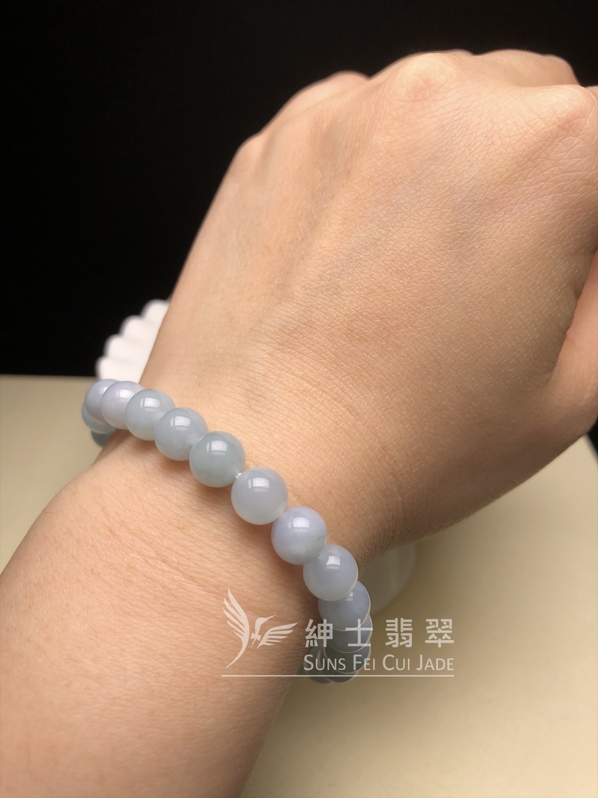 天藍翡翠圓珠手串8mm CA00507