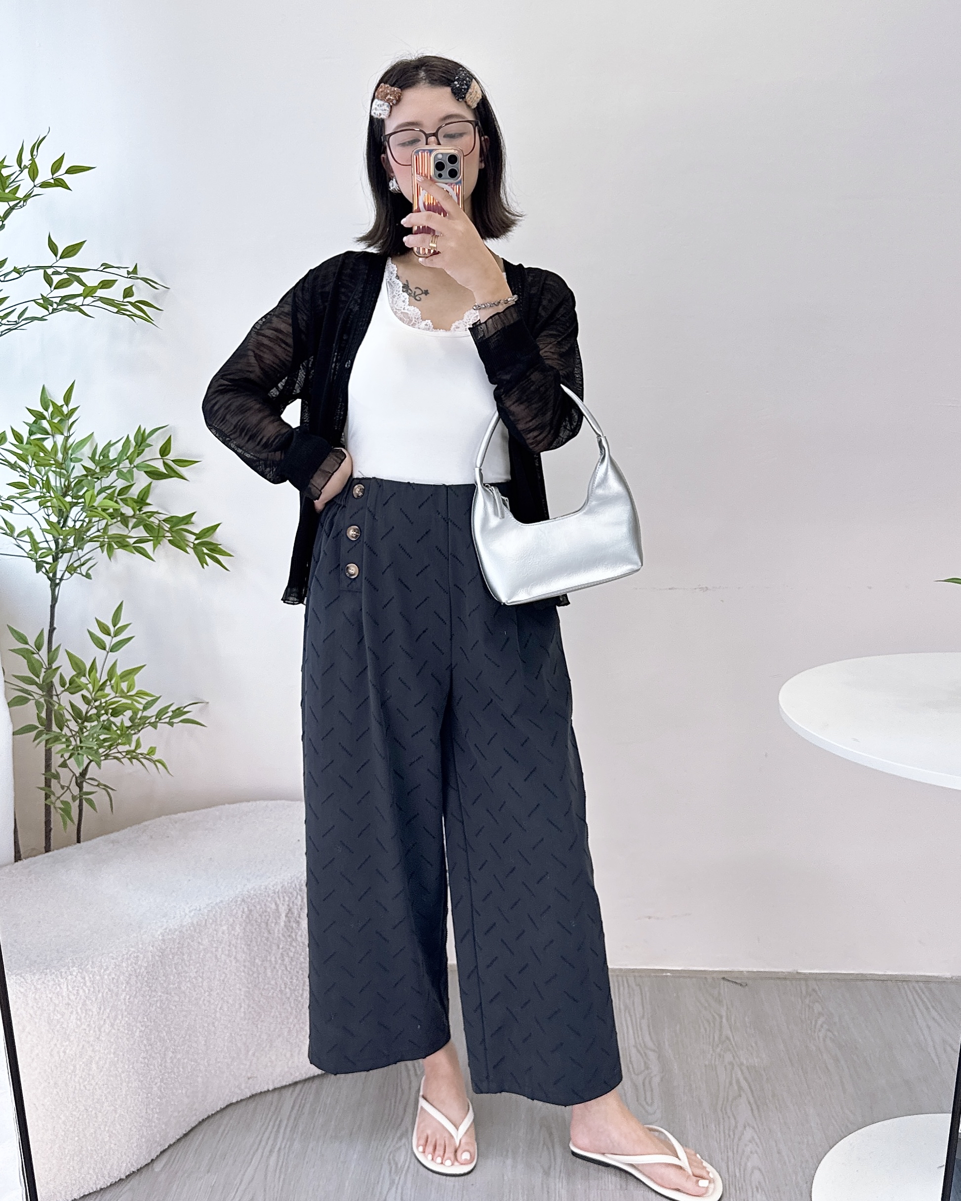 ESP-斯文高質𠝹爛滑斜布闊褲