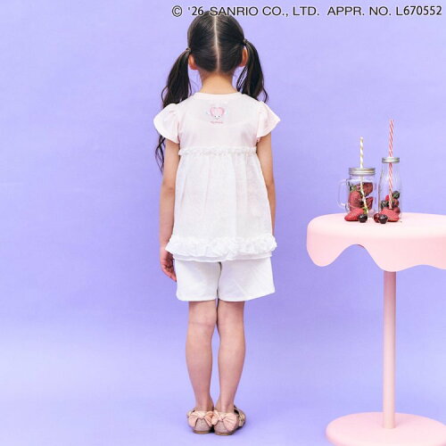 🆕【⭐訂購⭐】🇯🇵日本直送🌀#Kuromi / #Melody 層疊褶皺 前後天使印花圖案 接觸涼感 喇叭袖長身上衣🌀 [ELFA-0049][260705]