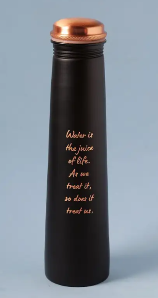 Isha Life-  印度純銅水壺 750ml (黑色/薩古魯名言) India Pure Copper Bottle (Black/Sadhguru Quote))