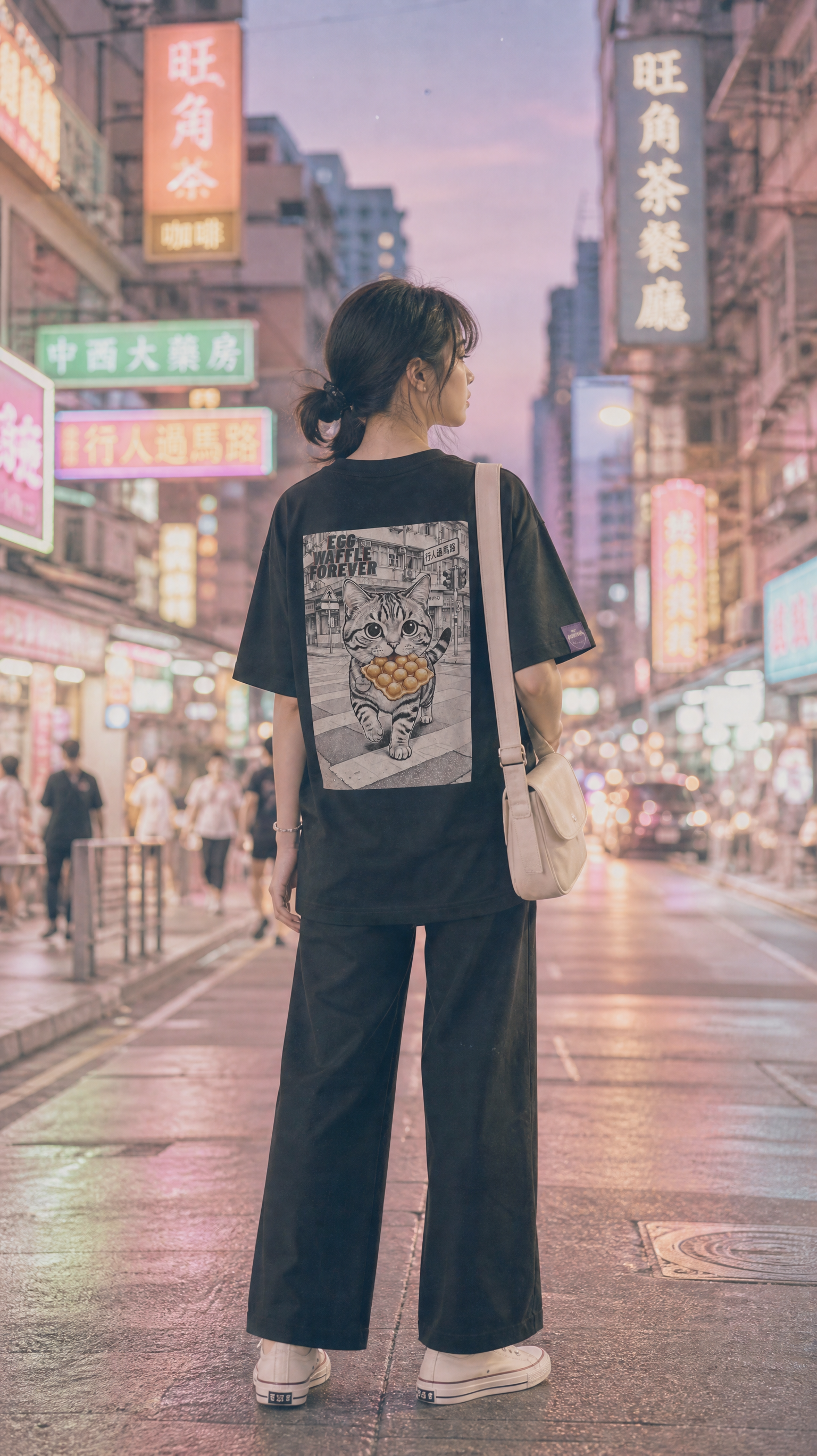 My Hyggeland [雞蛋仔貓貓]// 300g 重磅純棉落肩短袖T恤 (男女同款)