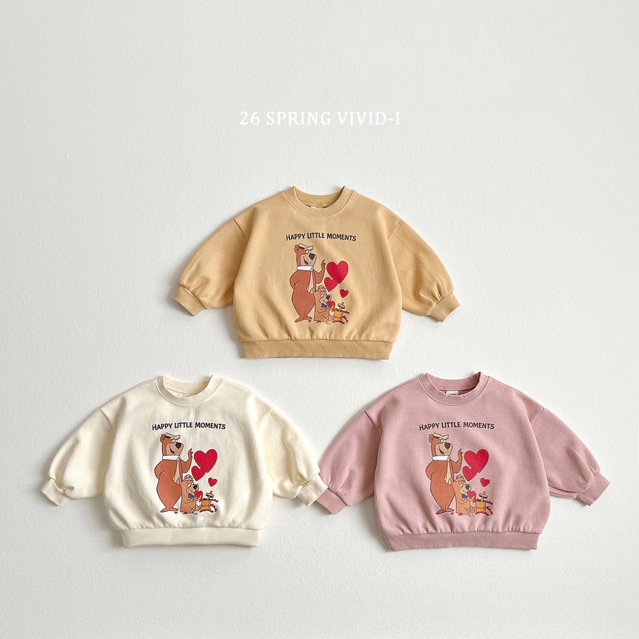 🌸預訂 韓國直送🌸🇰🇷VIVIDI三色愛心小熊印花寬鬆衛衣