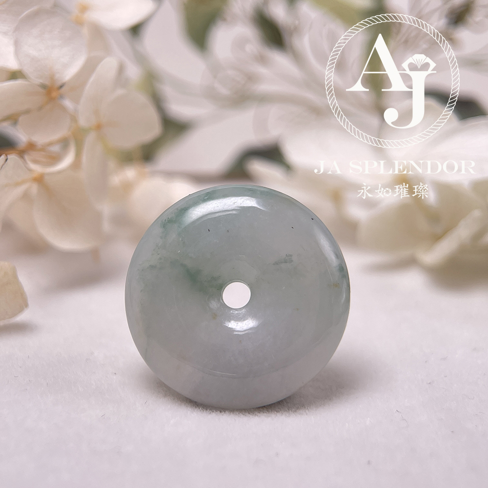 JN-175 天然翡翠A玉 冰潤飄綠平安扣
