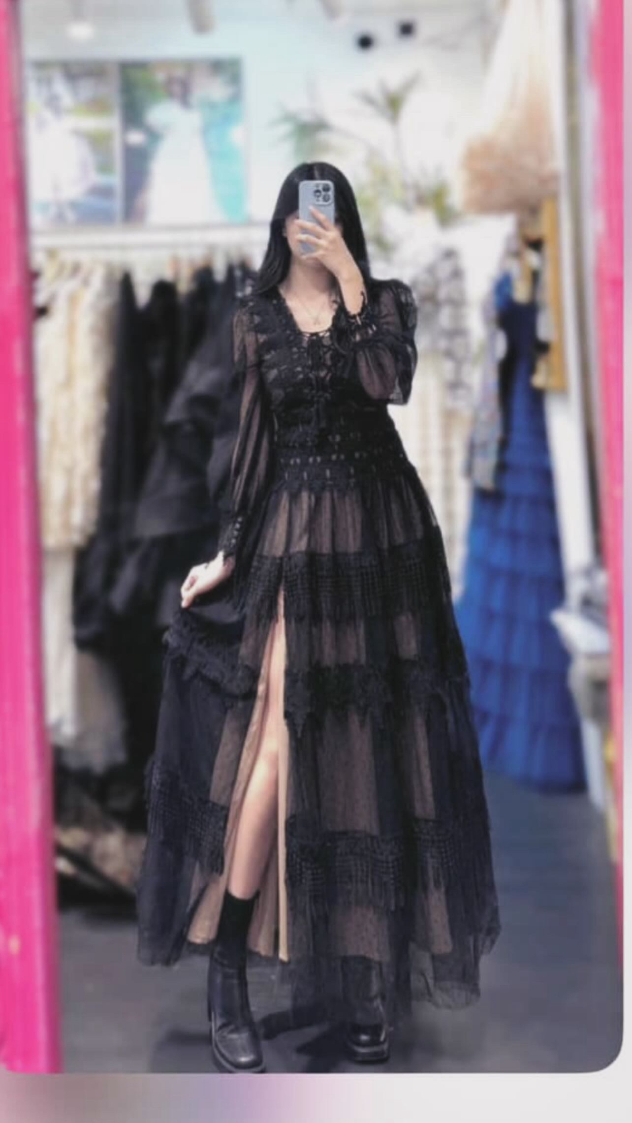 哥德風蕾絲連衣裙