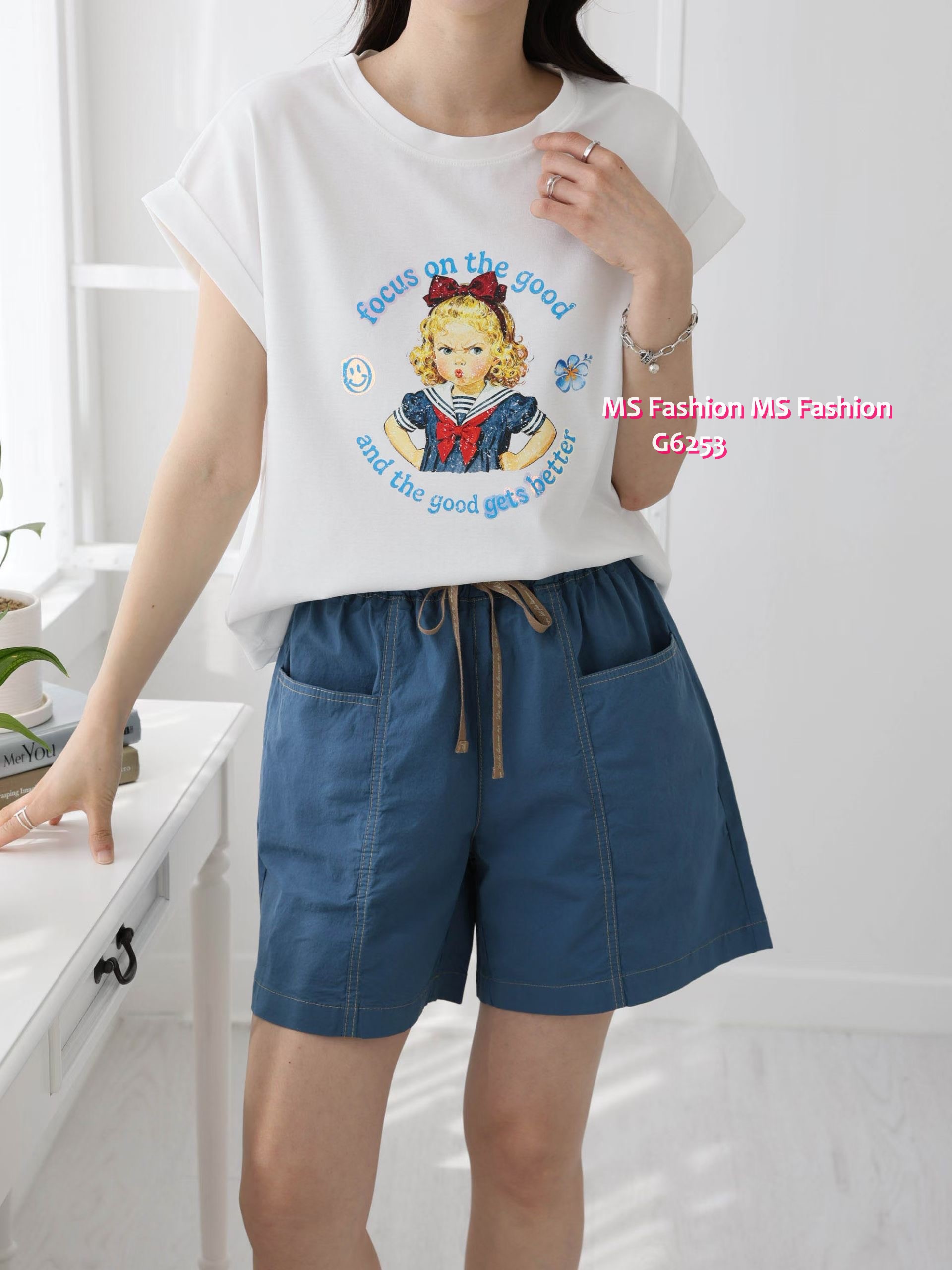 G6253 可愛女仔print top