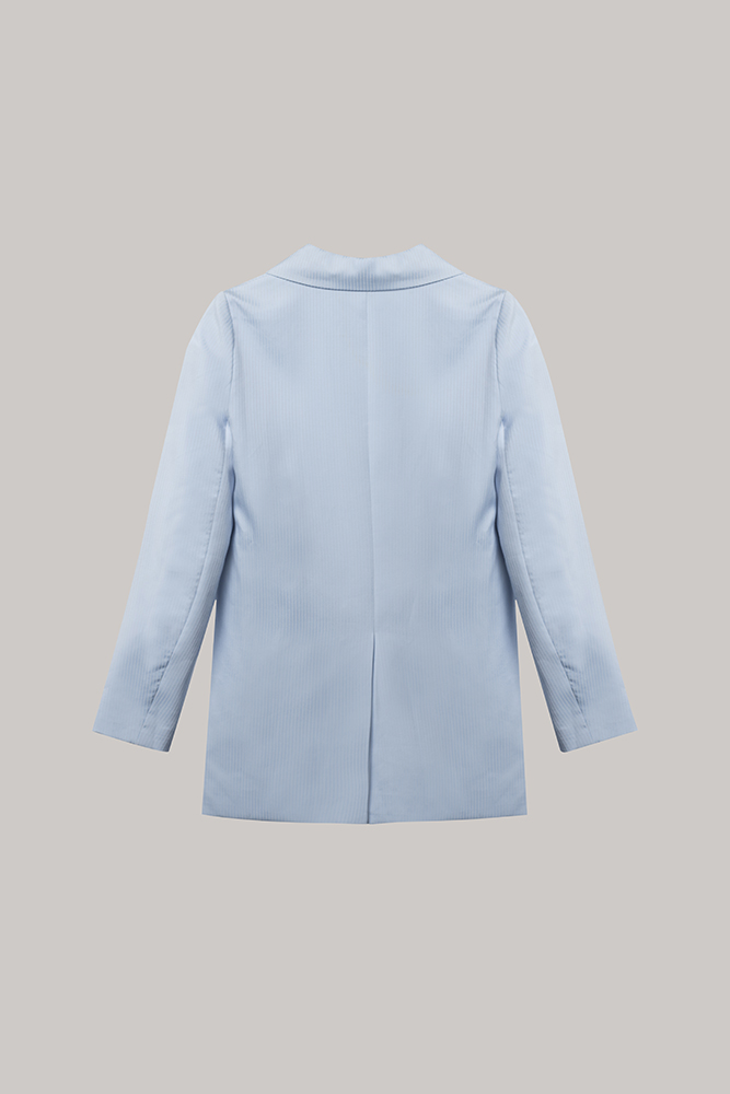 Light Blue Textured Casual Blazer