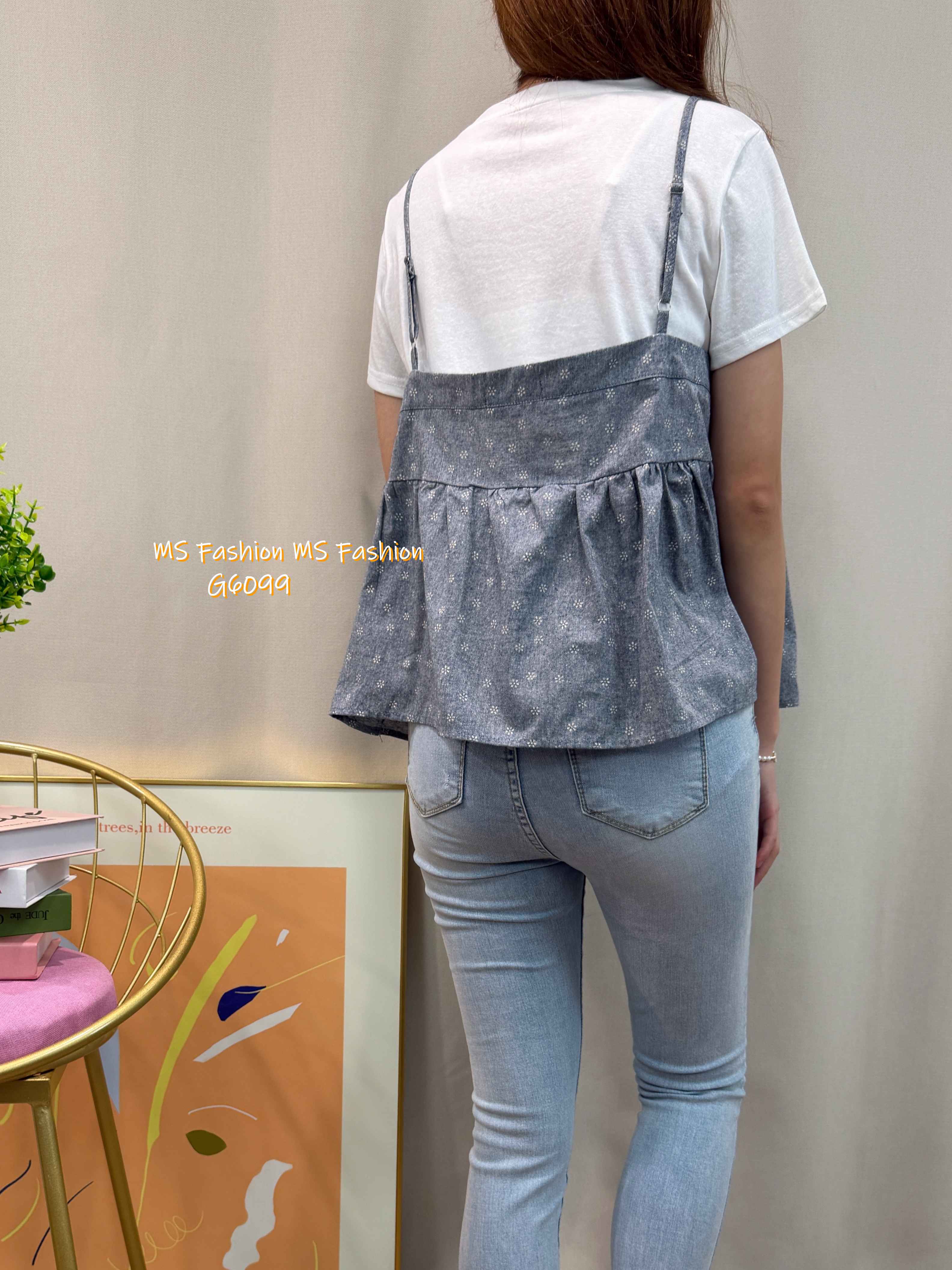 G6099 韓國🇰🇷吊帶背心+tee set