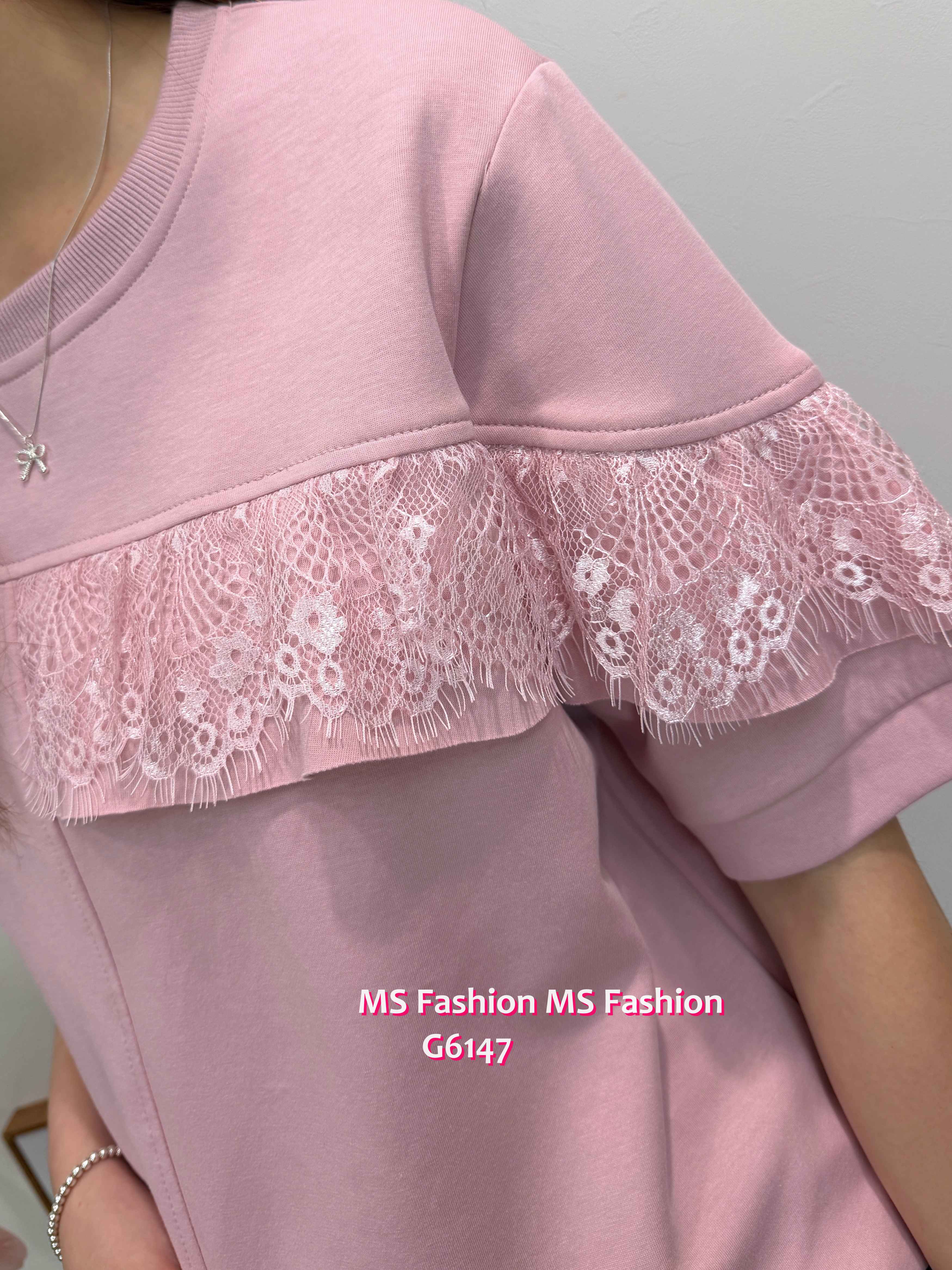 G6147 韓國🇰🇷拼lace ruffle top