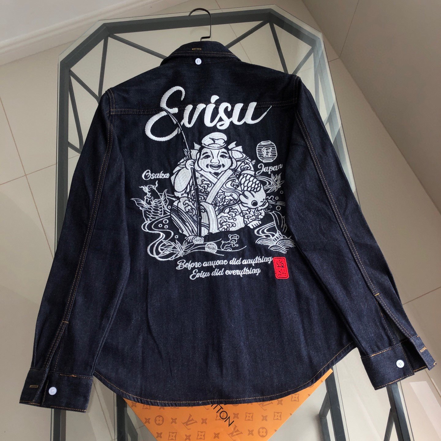 預訂 EVISU 福神釣魚翁刺繡牛仔襯衫 #96966