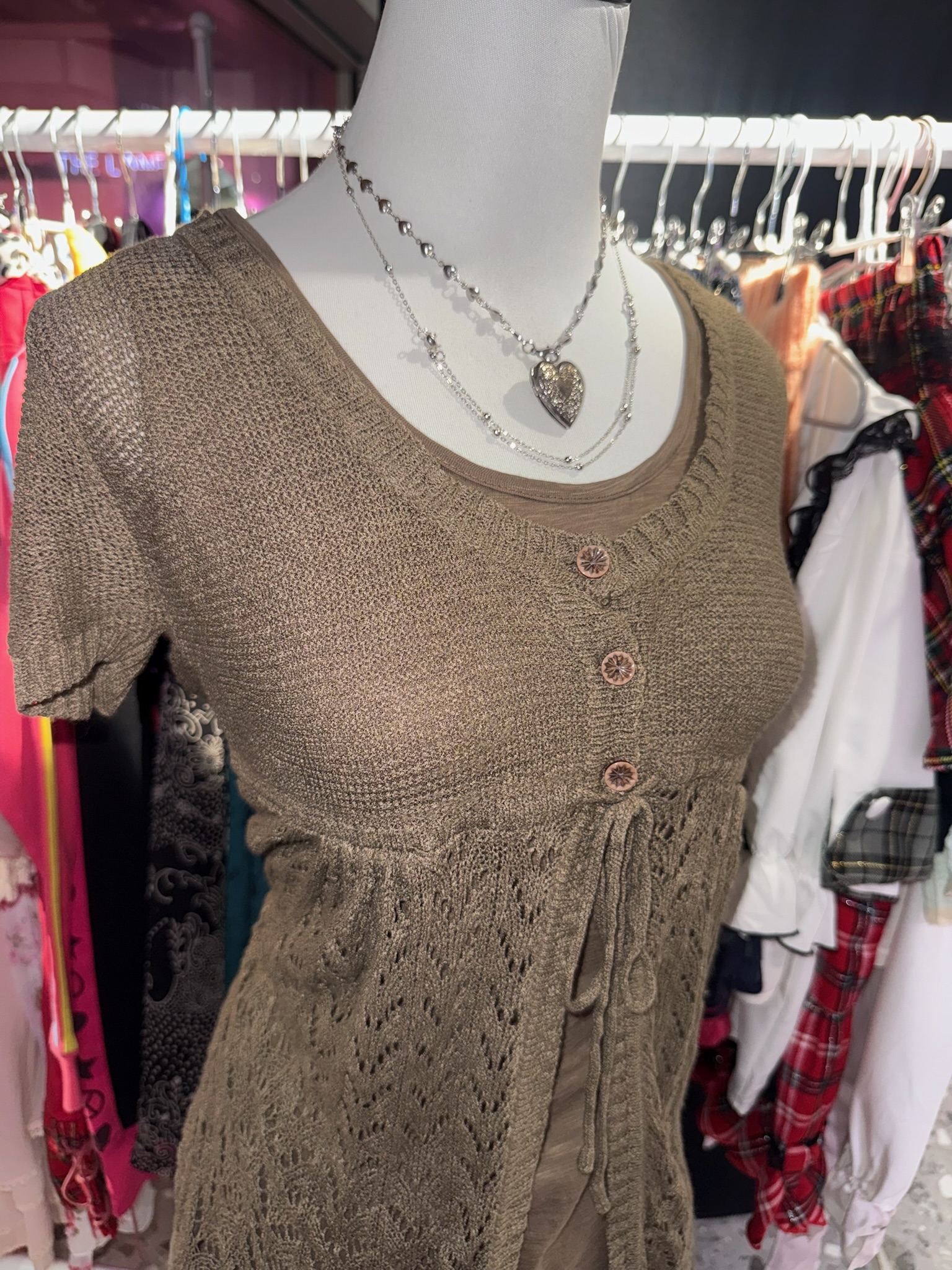 Brown Short-Sleeved Strap Hollow Set