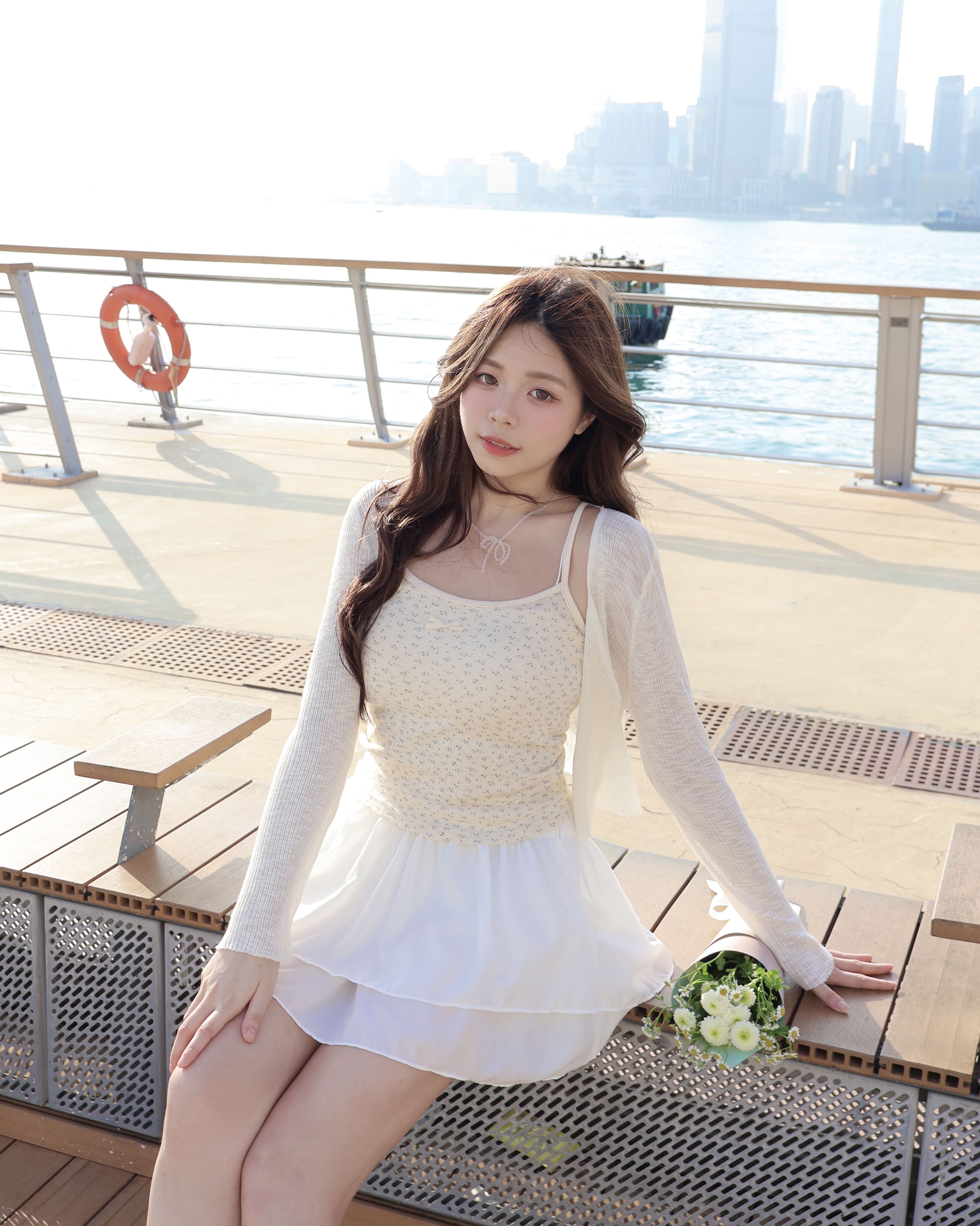 【 🍰 飄逸美裙擺～少女感Ruffle蛋糕裙褲੨੨🤍 】Sheer Cake Ruffle Skirt(兩色入)