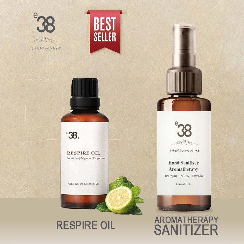 e38 Respire Set - Massage Oil 20ml & Aromatherapy Sanitizer 20ml for Respiratory Wellness & Inner Balance