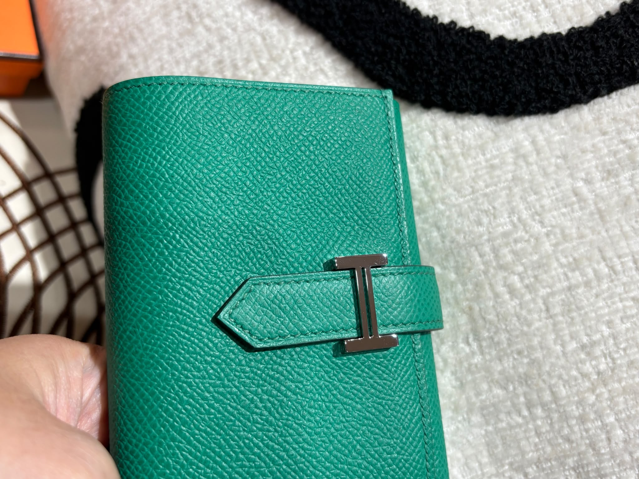 HERMES Bearn Compact Stamp Z Short Wallet Epsom Calfskin 牛皮帝王綠色 100%Authentic,98% new ✅box 