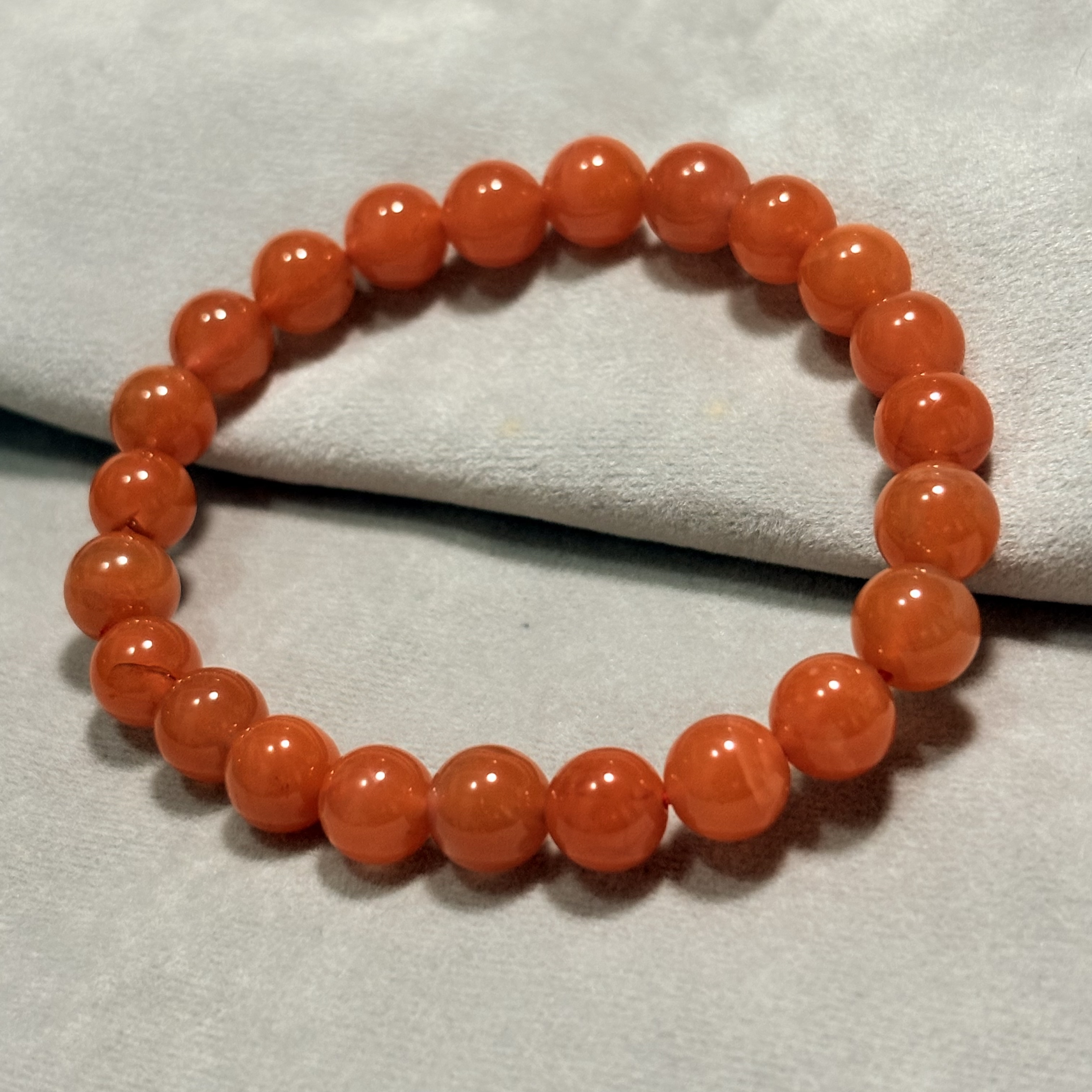 南紅瑪瑙手串 No.2692丨規格：8mm珠15.5cm手圈