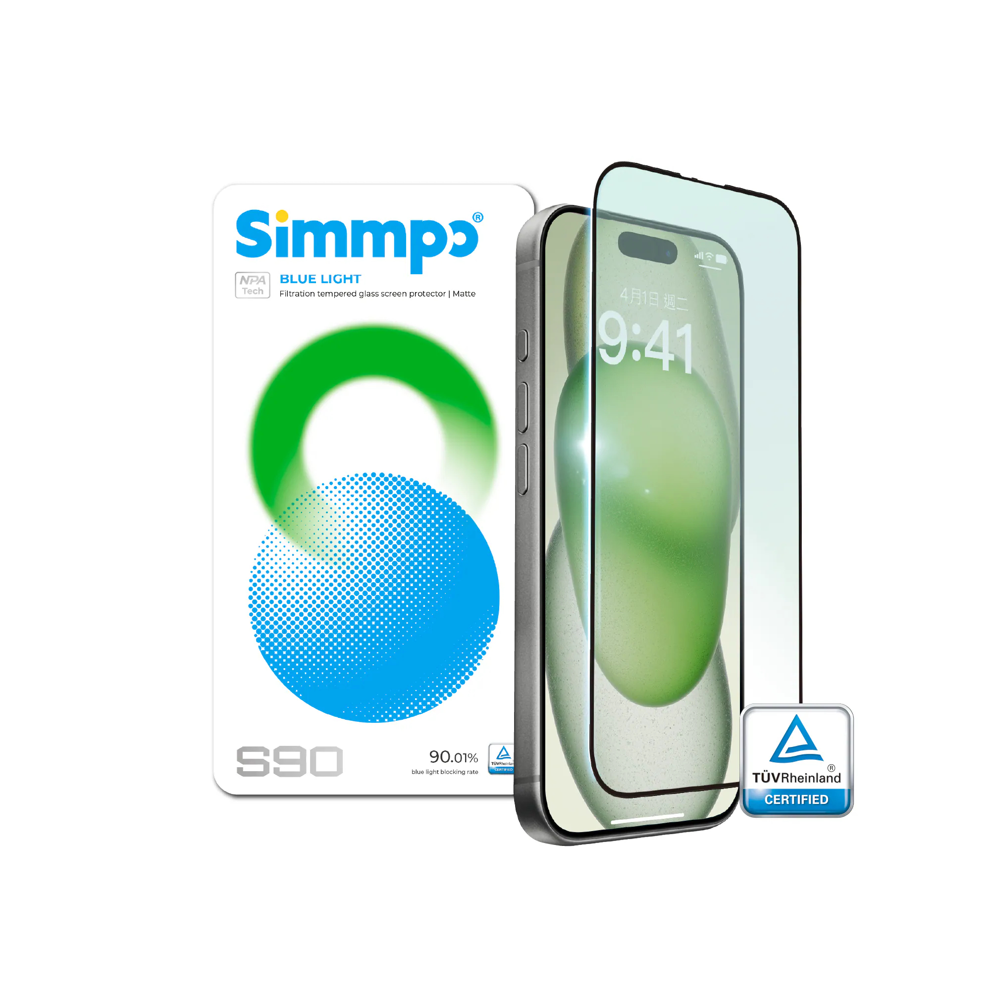 Simmpo S-90霧透抗藍光護眼保護貼  For iPhone 18Pro 系列