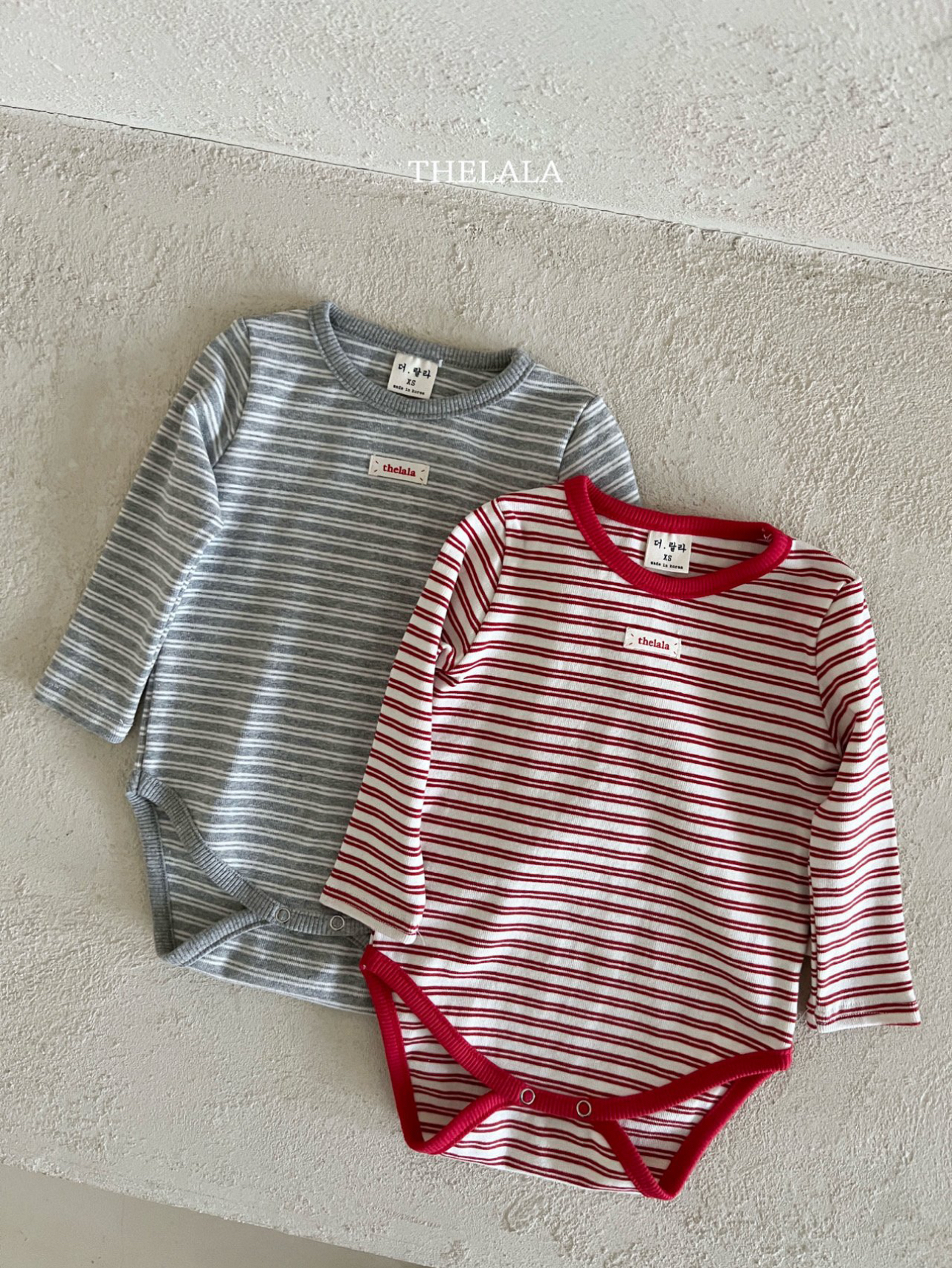 🌸預訂 韓國直送🌸🇰🇷THELALA兩色標籤條紋長袖包屁衣