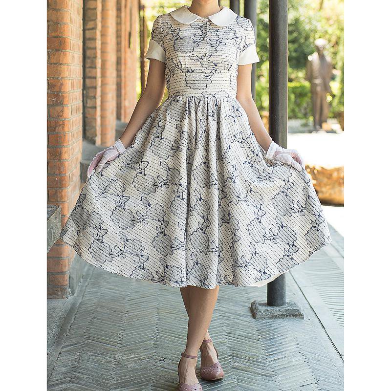 SOLD OUT 1950s Rosy Swing Dress(FM020)