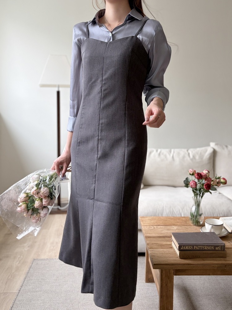 Contour Slip Dress (Grey)