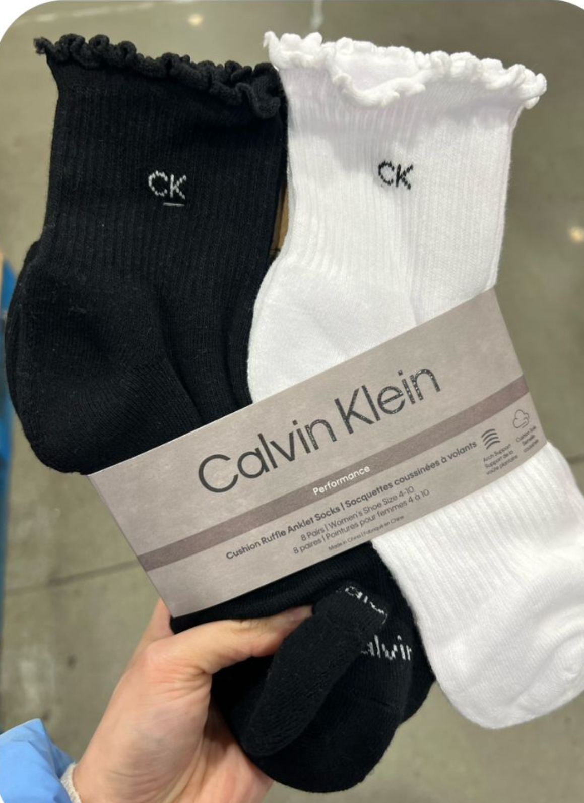 加拿大直送預訂 Calvin Klein 新款女裝荷葉邊襪 1 set 8 對全棉