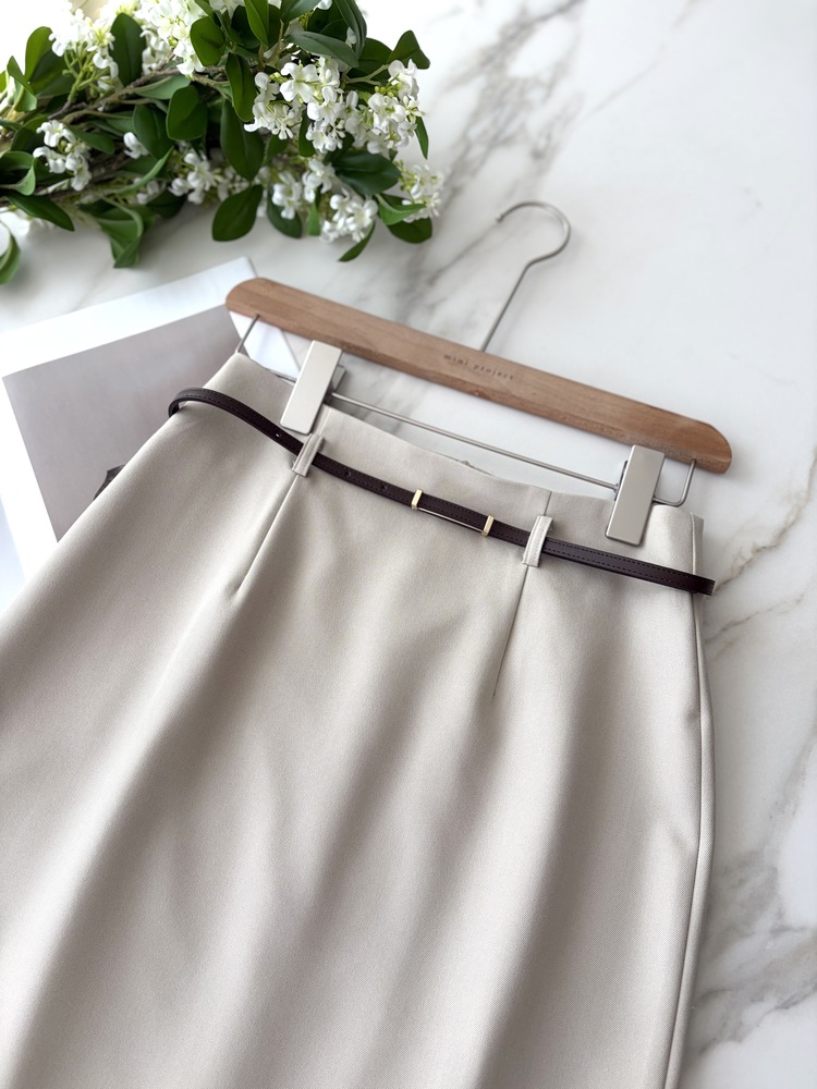 The Classy Belted Skirt (Beige)