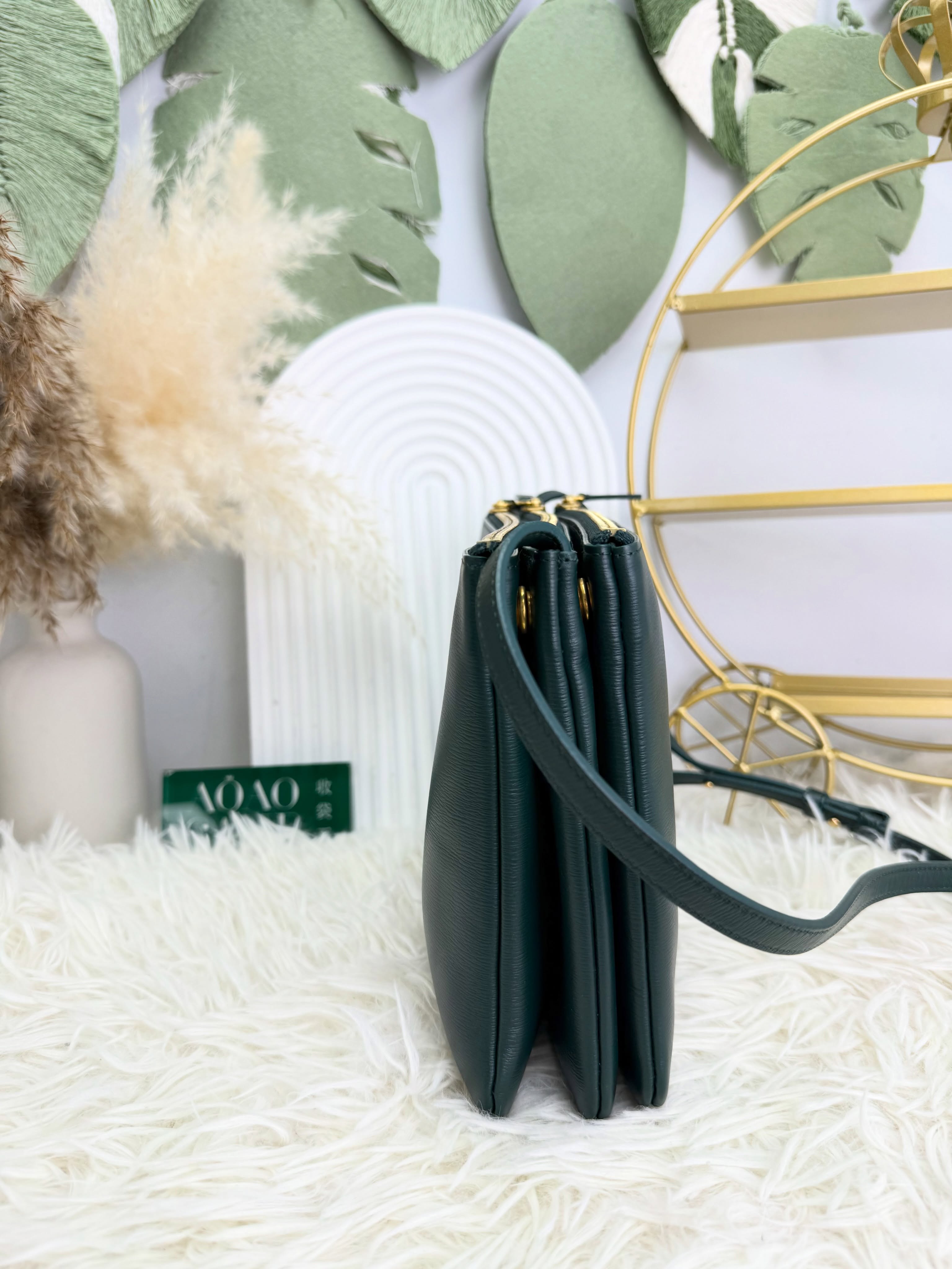 👜 PRE OWNED 🛍️Trio Bag深墨綠色 有塵袋 💚