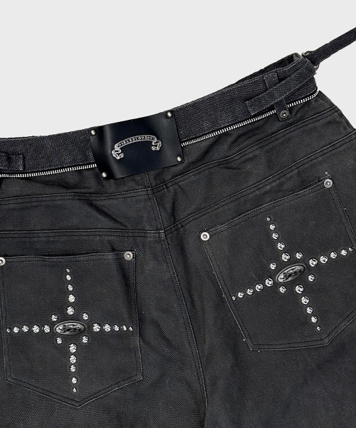 Star Studded Convex Pants - Dusty Black - 스타 스터디드 컨벡스 팬츠 - 더스티블랙