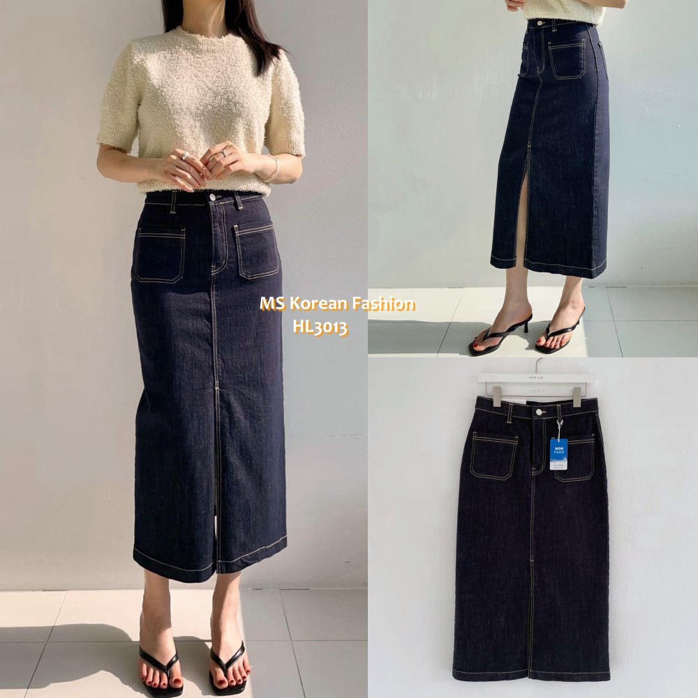 HL3013 韓國🌼Howluk前開叉中長半裙