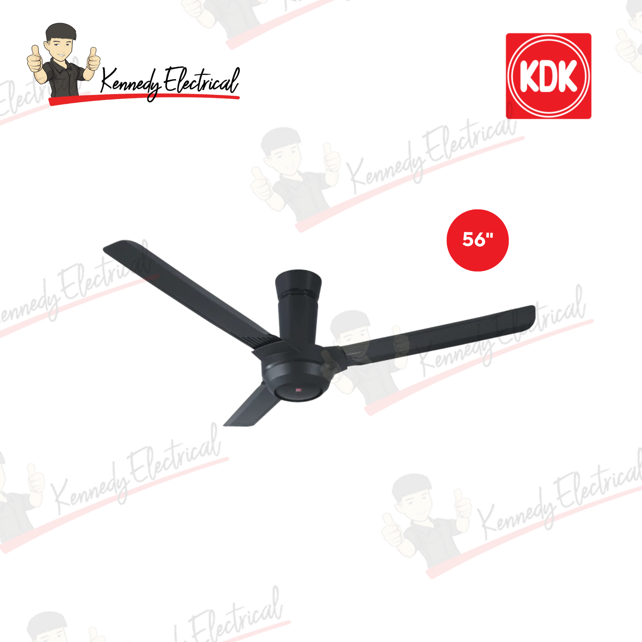 KDK 56" 3-Blade Remote Ceiling Fan K14KF-BK (Black - Short Pipe)