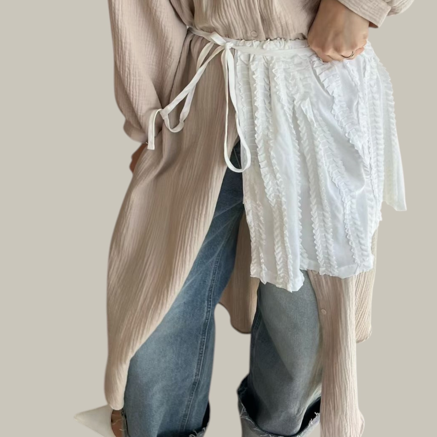 221018 立體直紋綁帶裙