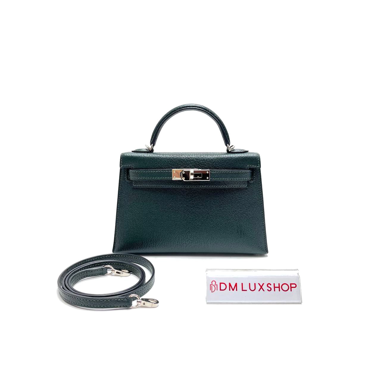 Hermes Mini Kelly Il Vert Titien / Blue Atoll (Stamp Y)