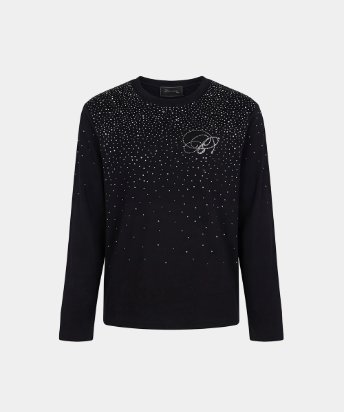 Dark Classic Rhinestone Long Sleeve - Black - 다크 클래식 라인스톤 롱슬리브 - 블랙