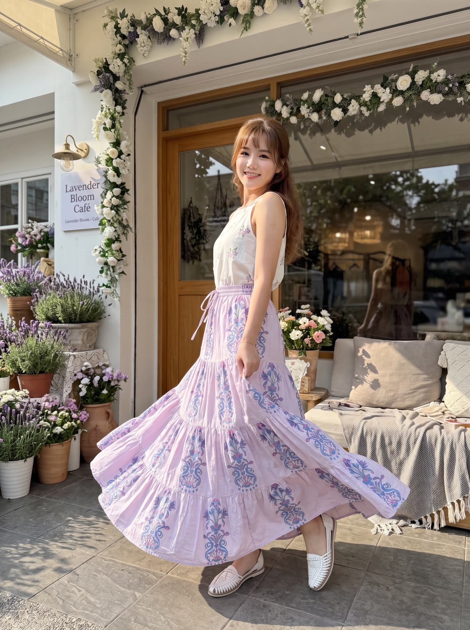 2874 Powder Pink 4 Layers Purple Fafa Skirt 41"