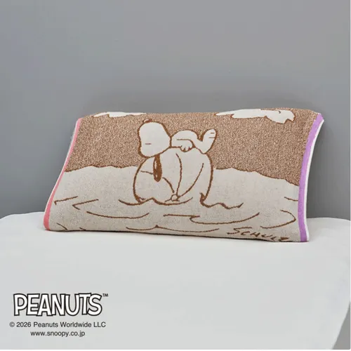 日本直送~新款Snoopy毛巾枕頭套 海灘棕色