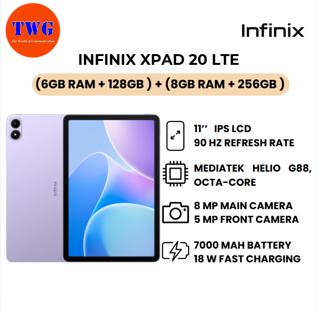 INFINIX XPAD 20 LTE (6gb ram + 128GB ) + (8gb ram + 256GB Free keyboard), 100% original MALAYSIA brand new