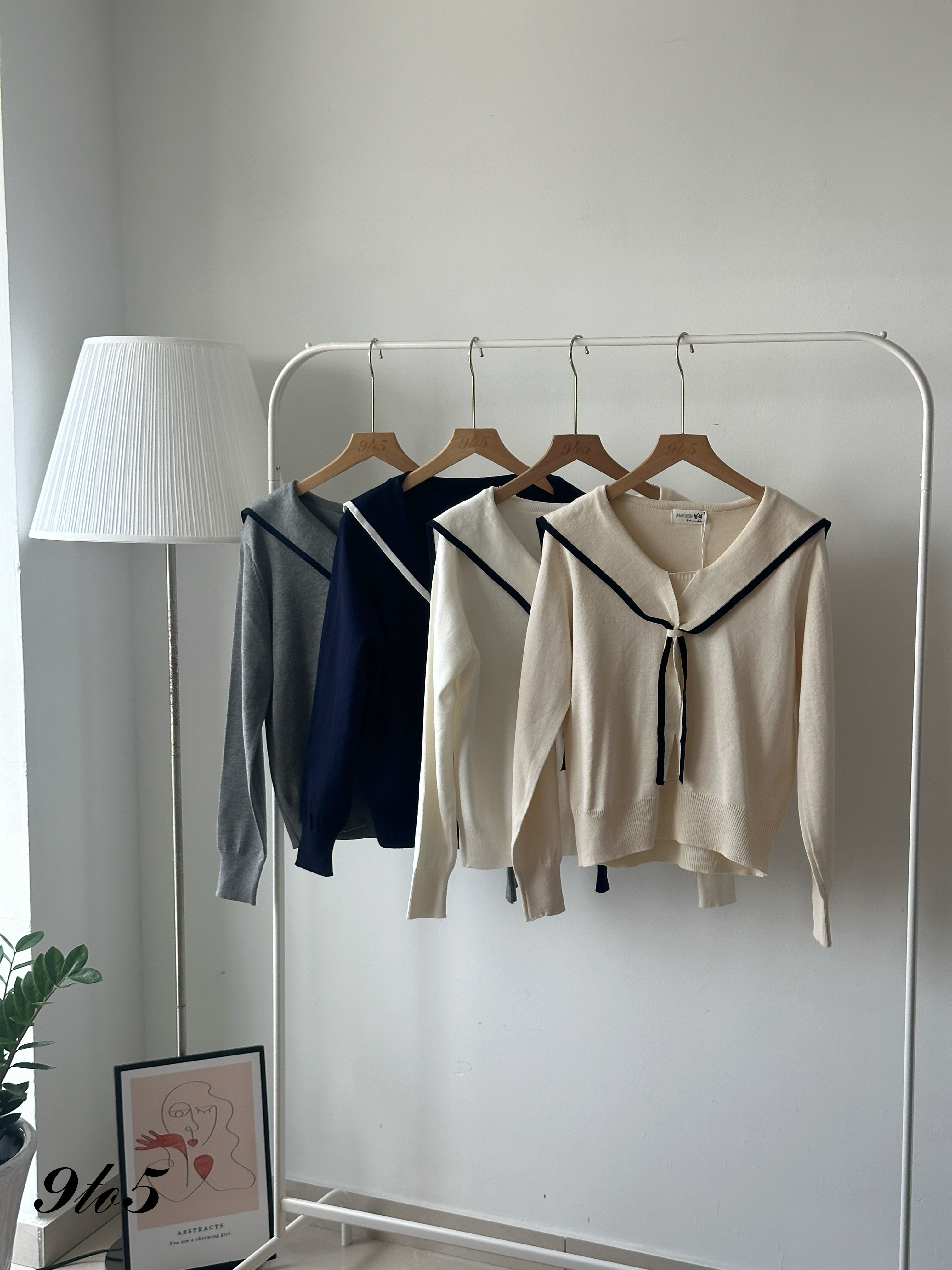 T4164 Sailor Collar Knit Top - 4 Colors 