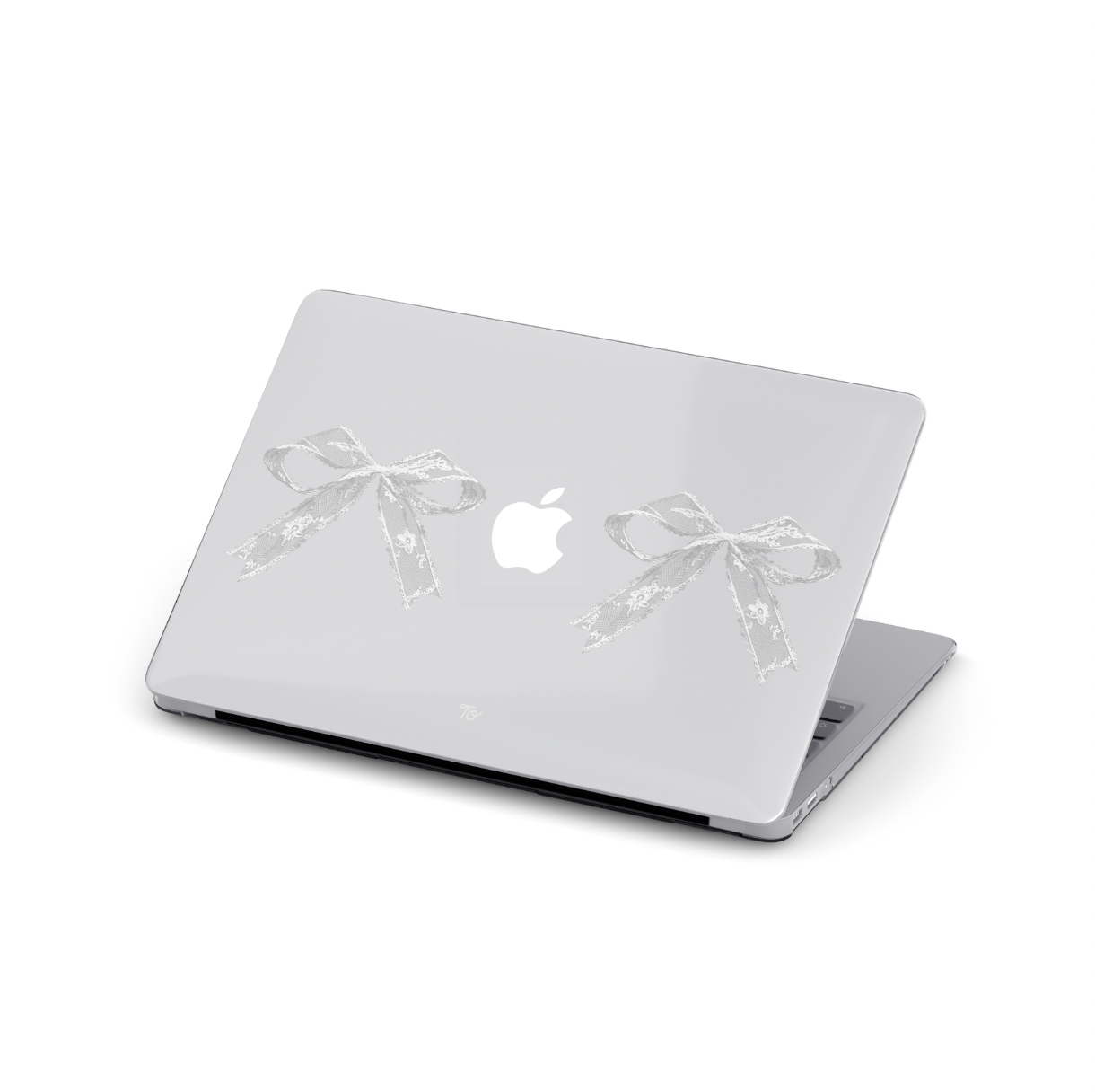 【Double White Lace Ribbon Bows】Transparent MacBook Protective Case