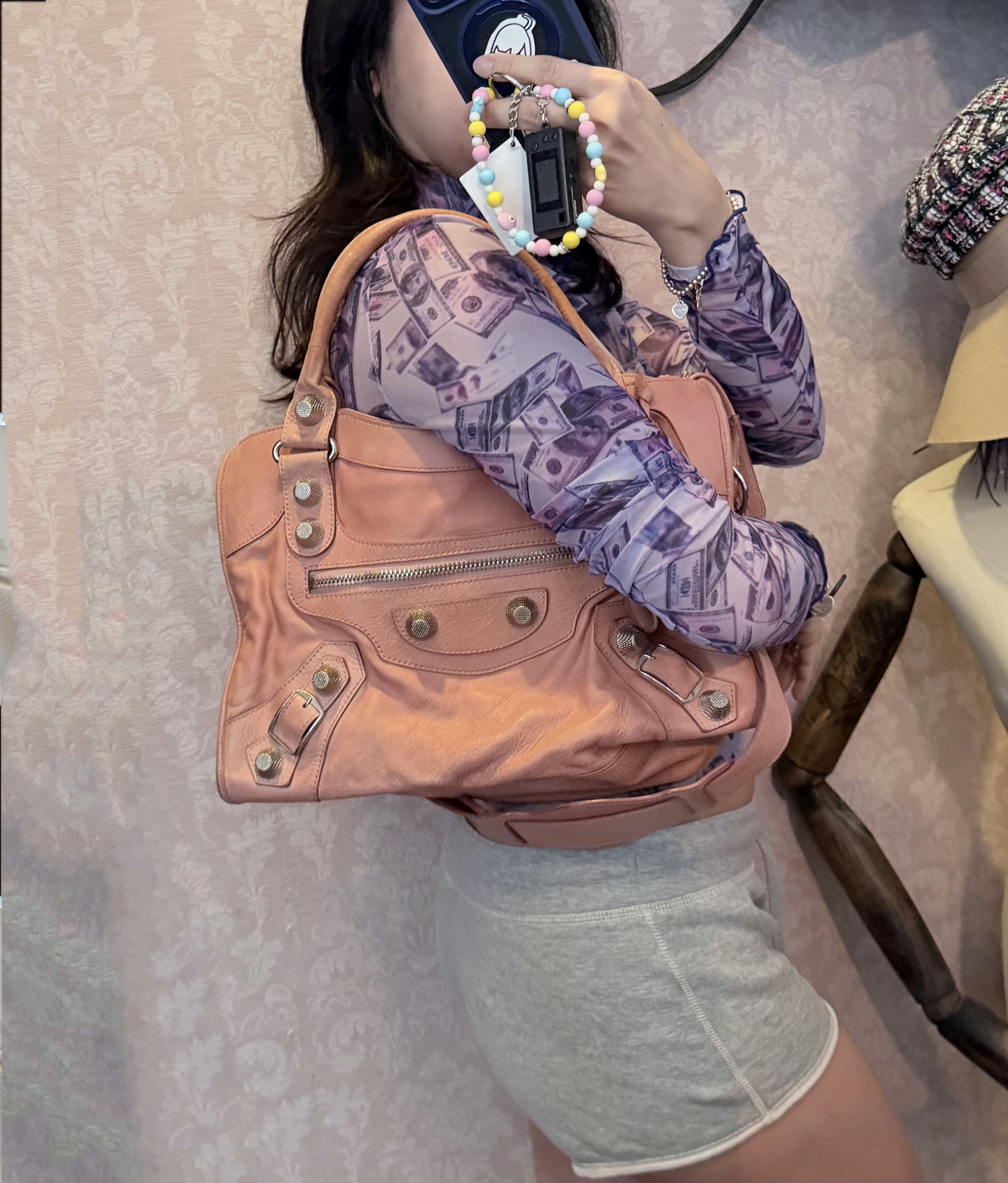 balenciaga Vieux Rose pink classic city giant 21 silver 銀大釘