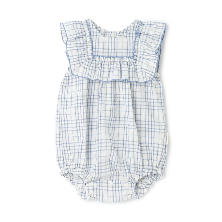 🇯🇵預訂 日本直送🇯🇵Petit Main兩色荷葉邊格紋短袖包屁衣