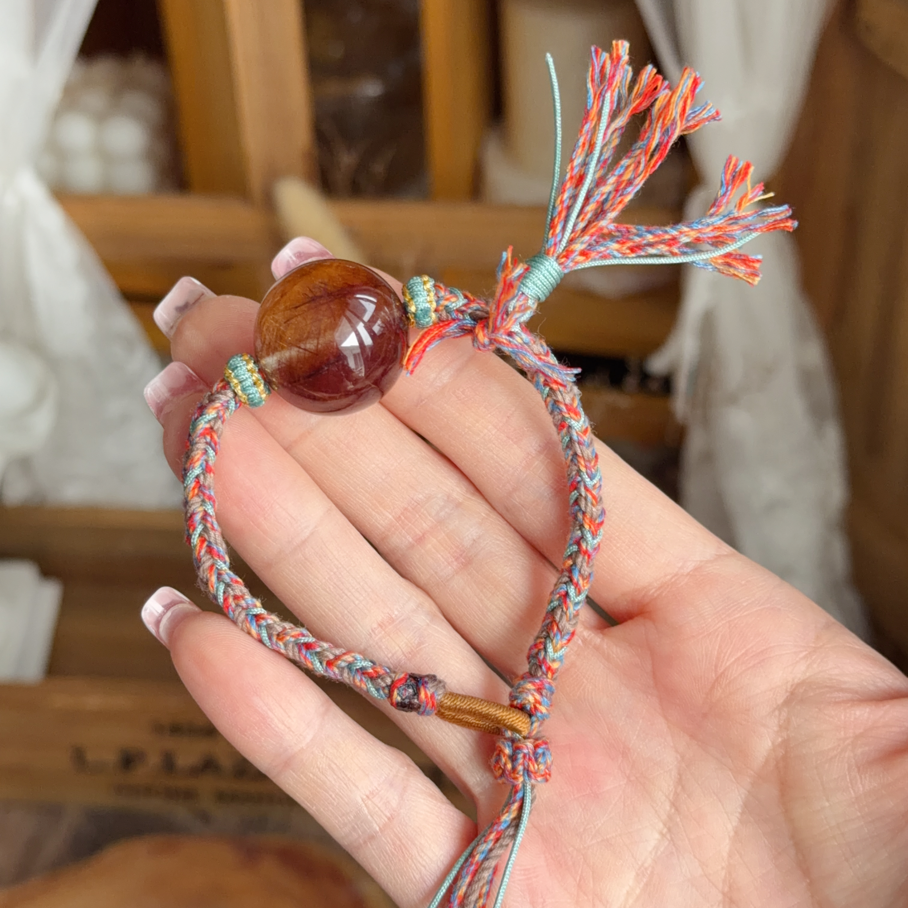 銅髮晶金髮晶共生襯手繩