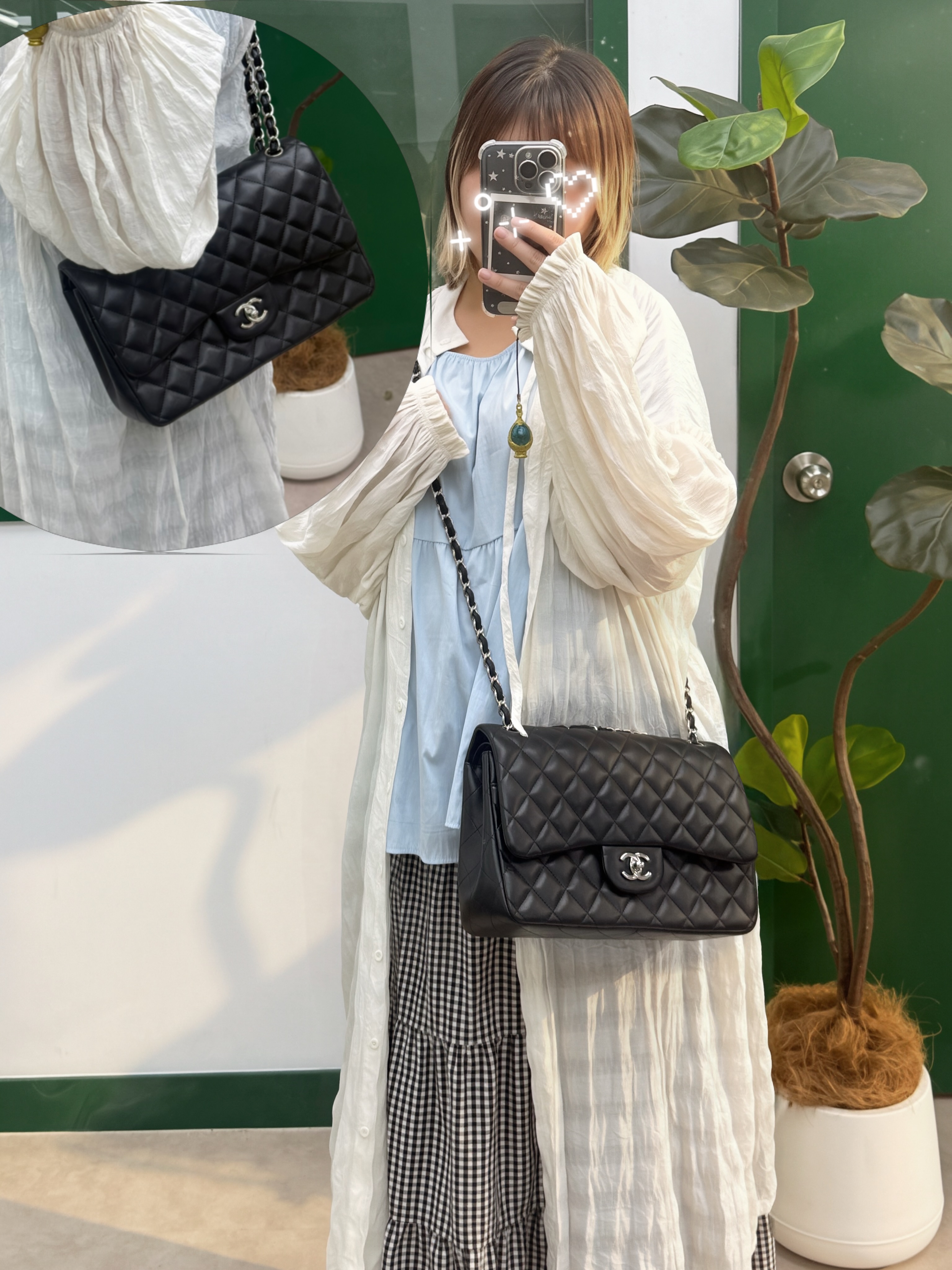 Chanel👜 PRE OWNED 🛍️CF Jumbo 黑銀🖤19開 💼 有塵袋