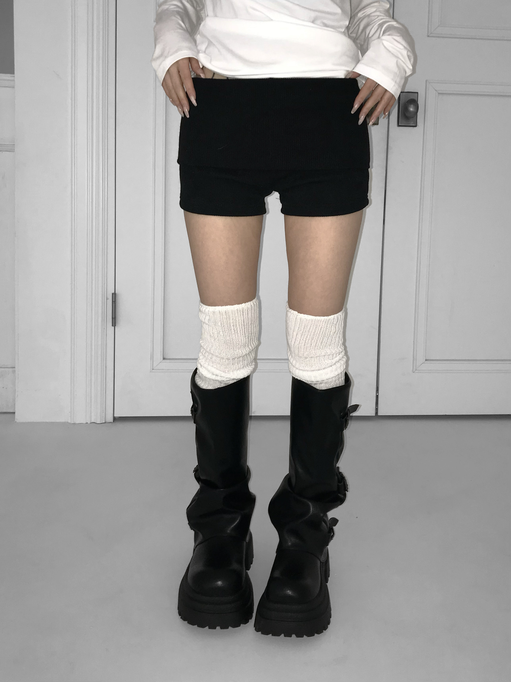 Knit Foldover Waist Mini Shorts