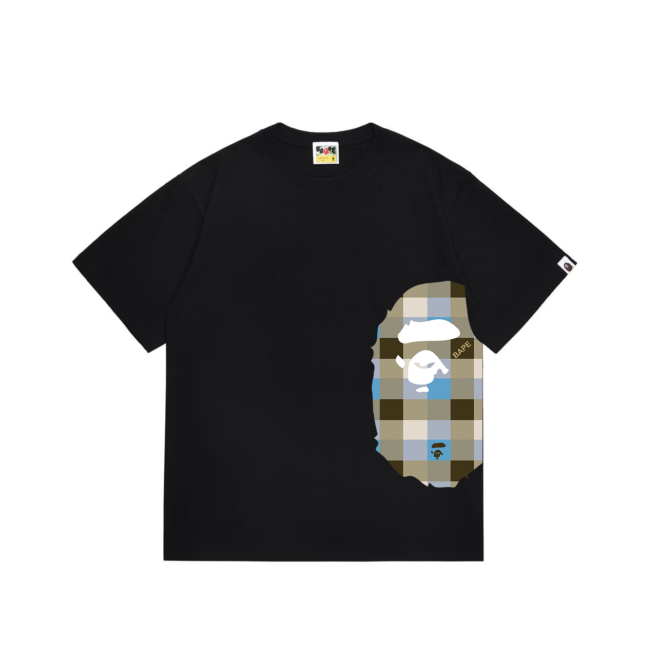 Bape Logo Check Side Big Ape Head Tee 