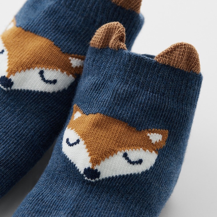💚預訂 台灣直送💚兩色可愛動物提花防滑短襪三對裝